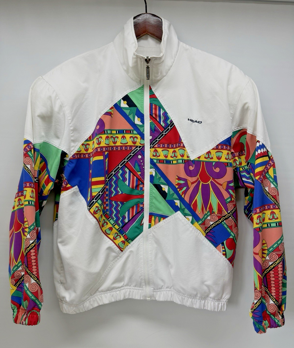 Vintage HEAD Jacket Womens Approx Small White / Aztec Art Windbreaker